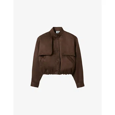 Claudie Pierlot Button Front Cotton Jacket In Brown