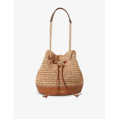 Claudie Pierlot Womens Bruns Branded Chain-strap Woven Bucket Bag