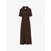 Claudie Pierlot Womens  Short-sleeved Ribbed Knitted Midi Dress In Bruns