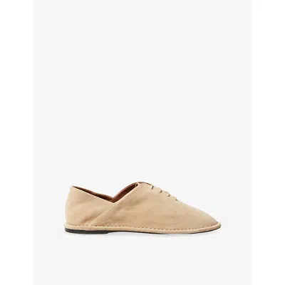 CLAUDIE PIERLOT WOMENS BRUNS TONAL-STITCHING SUEDE OXFORD SHOES EUR 37 / 4 UK