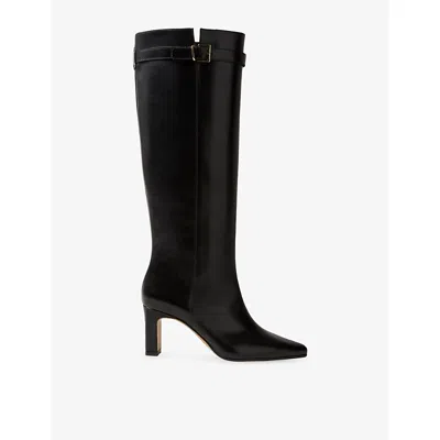 Claudie Pierlot Womens Buckled Leather Heeled Knee-high Boots Black Eur 41 / 8 Uk