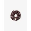 Claudie Pierlot Womens Burgundy Brand-plaque Leather Hair Scrunchie In Burgundy