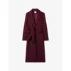 Claudie Pierlot Womens Burgundy Single-breasted Belted-waist Wool-blend Coat In Burgundy