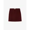 Claudie Pierlot Womens Burgundy Straight-cut Mid-rise Wool Mini Skirt