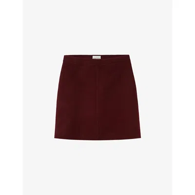 Claudie Pierlot Womens Burgundy Straight-cut Mid-rise Wool Mini Skirt
