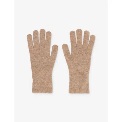 Claudie Pierlot Womens Camel Brushed-texture Wool-blend Gloves In Neutral