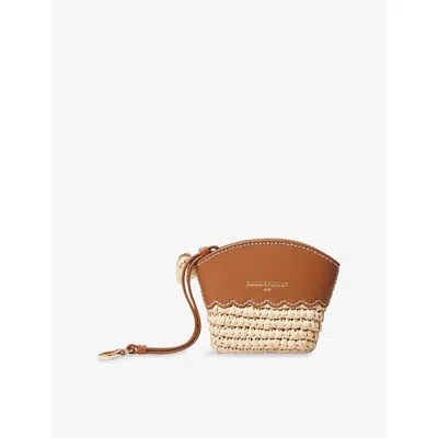 Claudie Pierlot Womens Camel Heart-zipper Two-tone Woven Purse