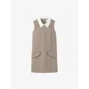 Claudie Pierlot Womens Multicolored Checked Contrast-collar Wool-blend Mini Dress In Gray