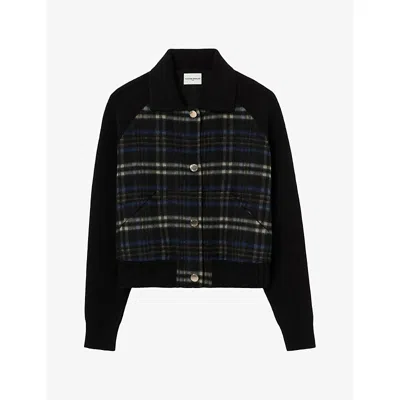 Claudie Pierlot Womens Checked Wool-blend Jacket Multicolored In Black