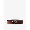 Claudie Pierlot Womens Chocolate Branded-buckle Wide Suede Belt In Brown