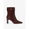 Claudie Pierlot Buckle-strap Pointed-toe Ankle Boots In Brown