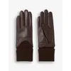 Claudie Pierlot Womens Chocolate Ribbed Leather Gloves In Brown