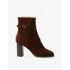 Claudie Pierlot Womens Chocolate Suede Heeled Ankle Boots Eur 39 / 6 Uk In Brown