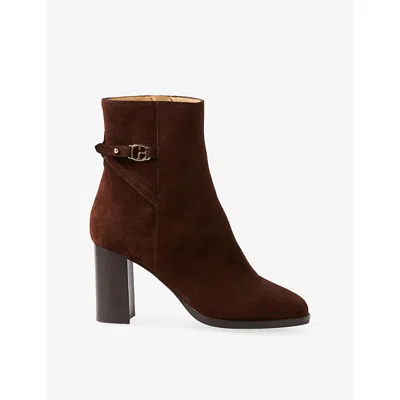 Claudie Pierlot Womens Chocolate Suede Heeled Ankle Boots Eur 39 / 6 Uk In Brown