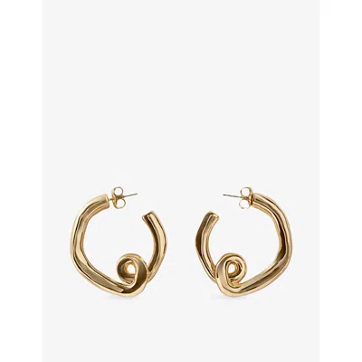 Claudie Pierlot Womens Claudie Engraved Gold-plated Brass Stud Earrings