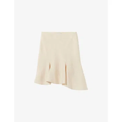 Claudie Pierlot Womens  Asymmetric Mid-rise Woven Mini Skirt In Vanilla