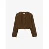 Claudie Pierlot Womens  Boxy Round-neck Stretch-velvet Jacket In Brown
