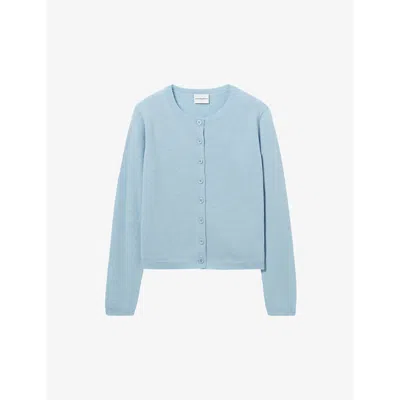 Claudie Pierlot Womens  Brand-embroidered Round-neck Wool Cardigan In Bleus