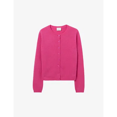 Claudie Pierlot Womens  Brand-embroidered Round-neck Wool Cardigan In Roses
