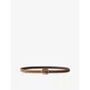 Claudie Pierlot Womens Camel Brand-engraved Suede Belt In Brown