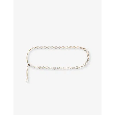 Claudie Pierlot Womens Metalliques Branded-monogram Gold-toned Metal Belt
