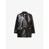 Claudie Pierlot Womens Black Button-down Relaxed-fit Leather Jacket In Black