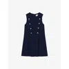 Claudie Pierlot Womens Navy Button-embellished Double-breasted Woven Mini Dress
