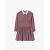 Claudie Pierlot Womens Burgundy Print Checked Contrast-collar Cotton-poplin Mini Dress In Red