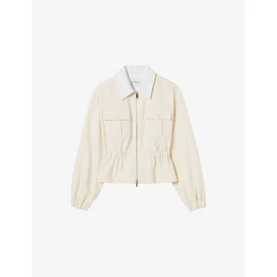 Claudie Pierlot Womens Vanilla Chest-pocket Fitted-waist Cotton Jacket In White