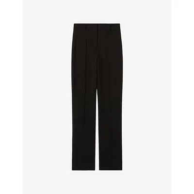 Claudie Pierlot Womens Black Cigarette-leg High-rise Stretch-woven Trousers