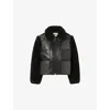 Claudie Pierlot Womens Black Grey Contrast-collar Mixed-material Jacket In Black