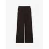 Claudie Pierlot Womens  Contrast-trim Wide-leg Woven Trousers In Noir / Gris