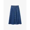 Claudie Pierlot Denim Midi Skirt In Denim - Jean