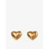 Claudie Pierlot Womens Metalliques Heart Gold-tone Brass Stud Earrings