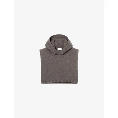 Claudie Pierlot Womens Taupe Hooded Ribbed Wool Collar In Brown