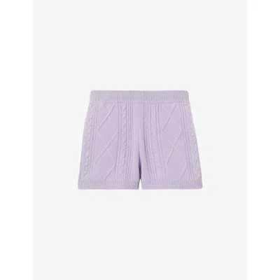 Claudie Pierlot Womens  Jacquard Cable-knit Wool And Cashmere-blend Shorts In Purple