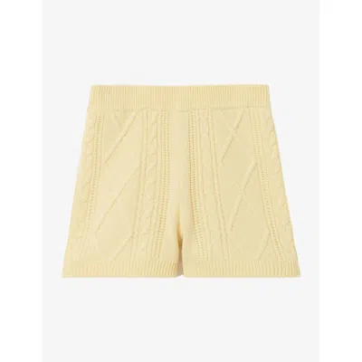 Claudie Pierlot Womens  Jacquard Cable-knit Wool And Cashmere-blend Shorts In Yellow