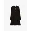 Claudie Pierlot Womens Knot Long-sleeve Stretch-knit Mini Dress Black In Black