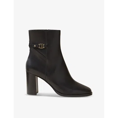 Claudie Pierlot Womens  Logo-buckle Heeled Leather Ankle Boots In Noir / Gris