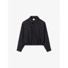 Claudie Pierlot Womens Navy Logo-embroidered Collared Stretch Wool-blend Jacket In Blue