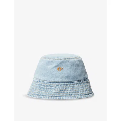 Claudie Pierlot Womens Bleus Logo-embroidered Denim Bucket Hat