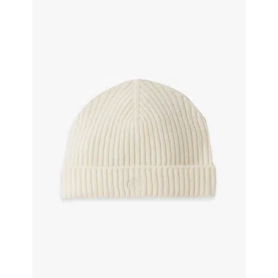 Claudie Pierlot Womens Naturels Logo-embroidered Ribbed Cashmere Beanie Hat