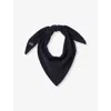 Claudie Pierlot Womens Logo-embroidered Wool And Cashmere Scarf Navy In Black