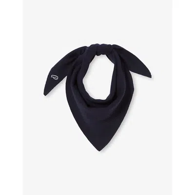 Claudie Pierlot Womens Logo-embroidered Wool And Cashmere Scarf Navy In Black