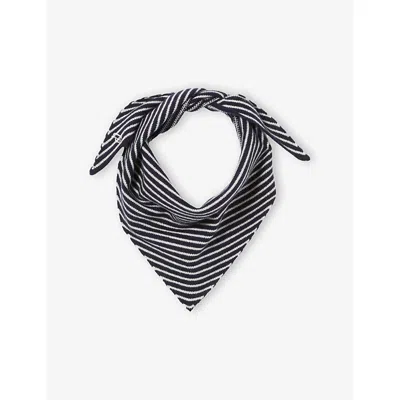 Claudie Pierlot Womens Logo-embroidered Wool And Cashmere Scarf Dual-color In Gray