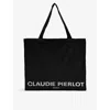 Claudie Pierlot Logo-print Oversized Recycled Cotton-blend Tote Bag In Noir / Gris