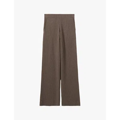 Claudie Pierlot Womens Bruns Maurisse Knitted Flared-leg Wool Trousers