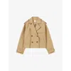 Claudie Pierlot Womens Camel Open-collar Relaxed-fit Short Cotton Trench Jacket