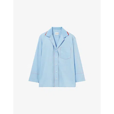 Claudie Pierlot Womens Oversized-fit Cotton Shirt Bleus