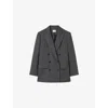 Claudie Pierlot Womens Anthracite Peak-lapel Double-breasted Tailored Stretch Wool-blend Blazer